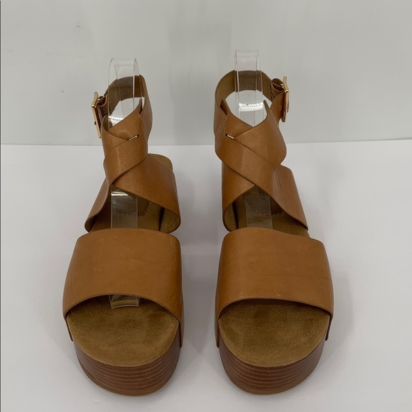 Kelsi Dagger Dunes platform sandal brown leather ankle strap wide shoe new 9 - Picture 3 of 6